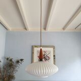 Seventies pleated glass pendant light, space, Danish design