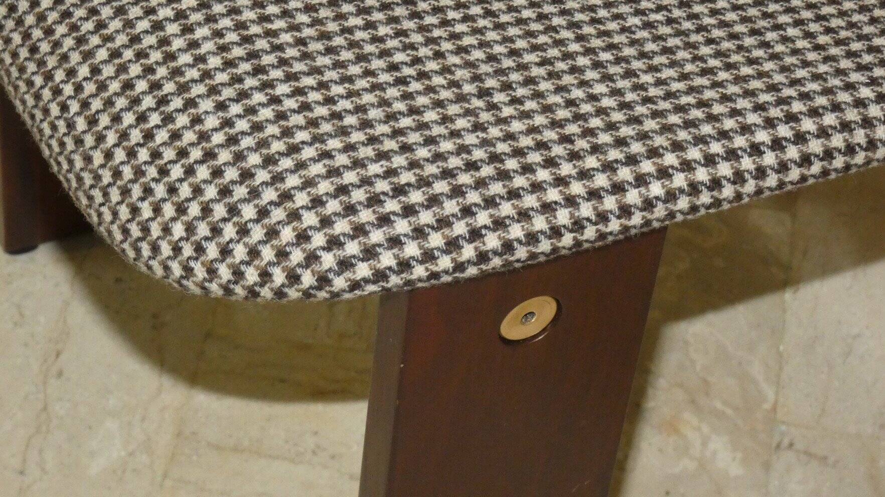 Wood and tweed chairs by Acerbis International, Italy, 1980s, set of 4.