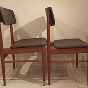 Pair of chairs scandinavian style vintage 1960s wood and skaï black