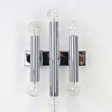 Pairs of Italian chrome wall sconces in the Sciolari style, 1970s.