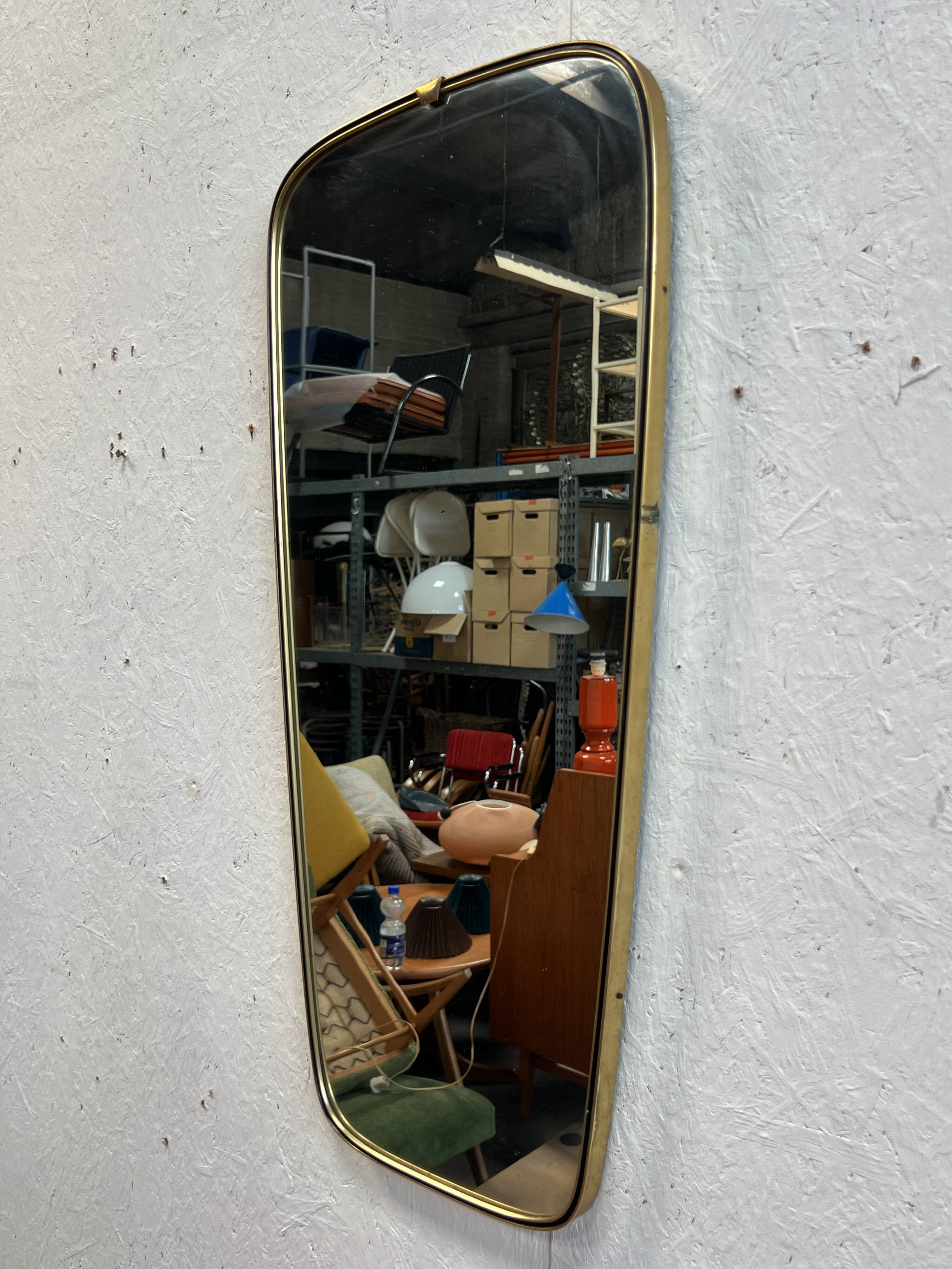 Vintage Mirror With Brass Gold Frame