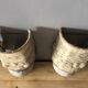 Duo of ceramic wall light wool lampshade