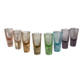 Série de 8 verres à liqueur / shot multicolores - Style Art Déco (MCM)
