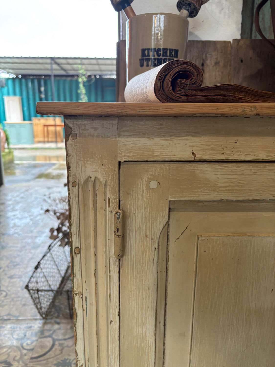 Small patinated jam jar