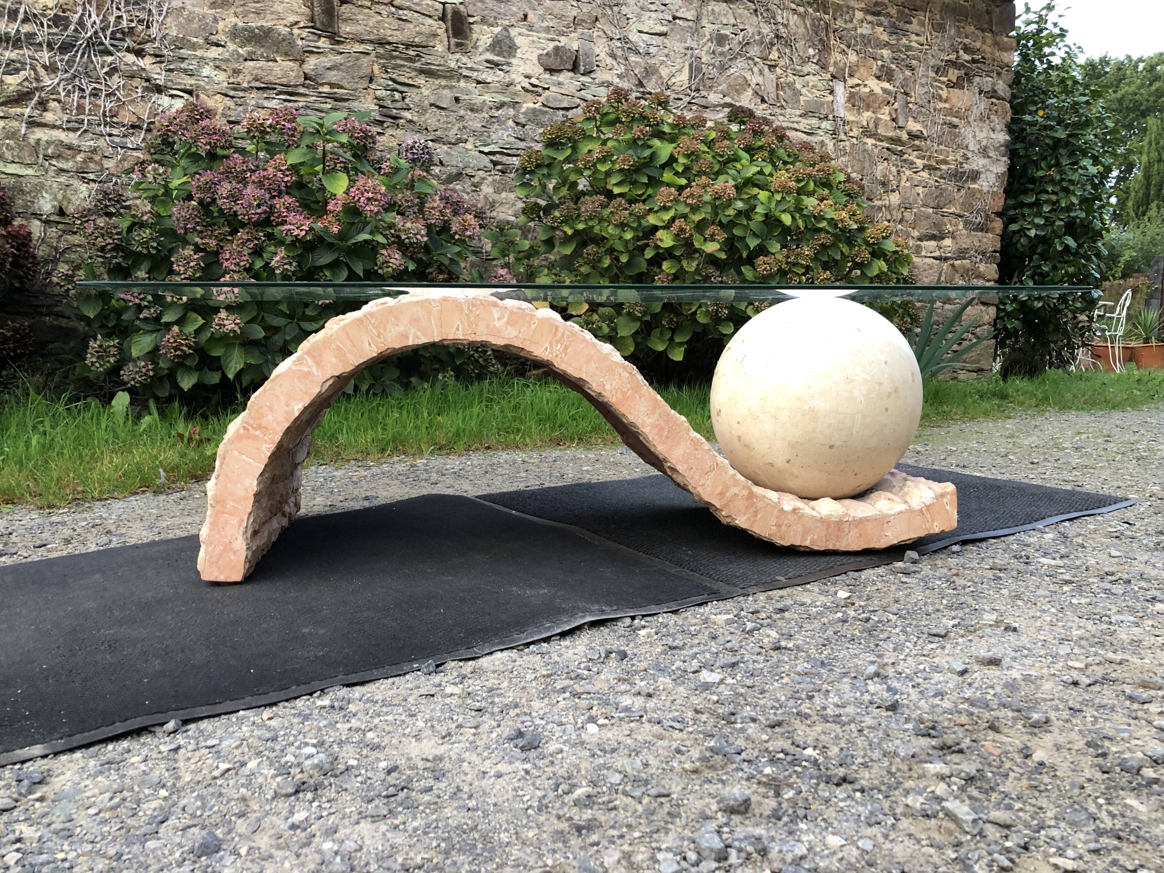 80s design coffee table. made of Mactan travertine stones from Magnussen ponte.