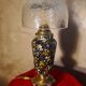 ceramic lamp in Gien style, and bronze, 54x25 with glass shade