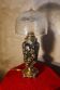 ceramic lamp in Gien style, and bronze, 54x25 with glass shade