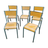 Lot five vintage school chairs