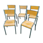 Lot cinq chaises vintage écolier