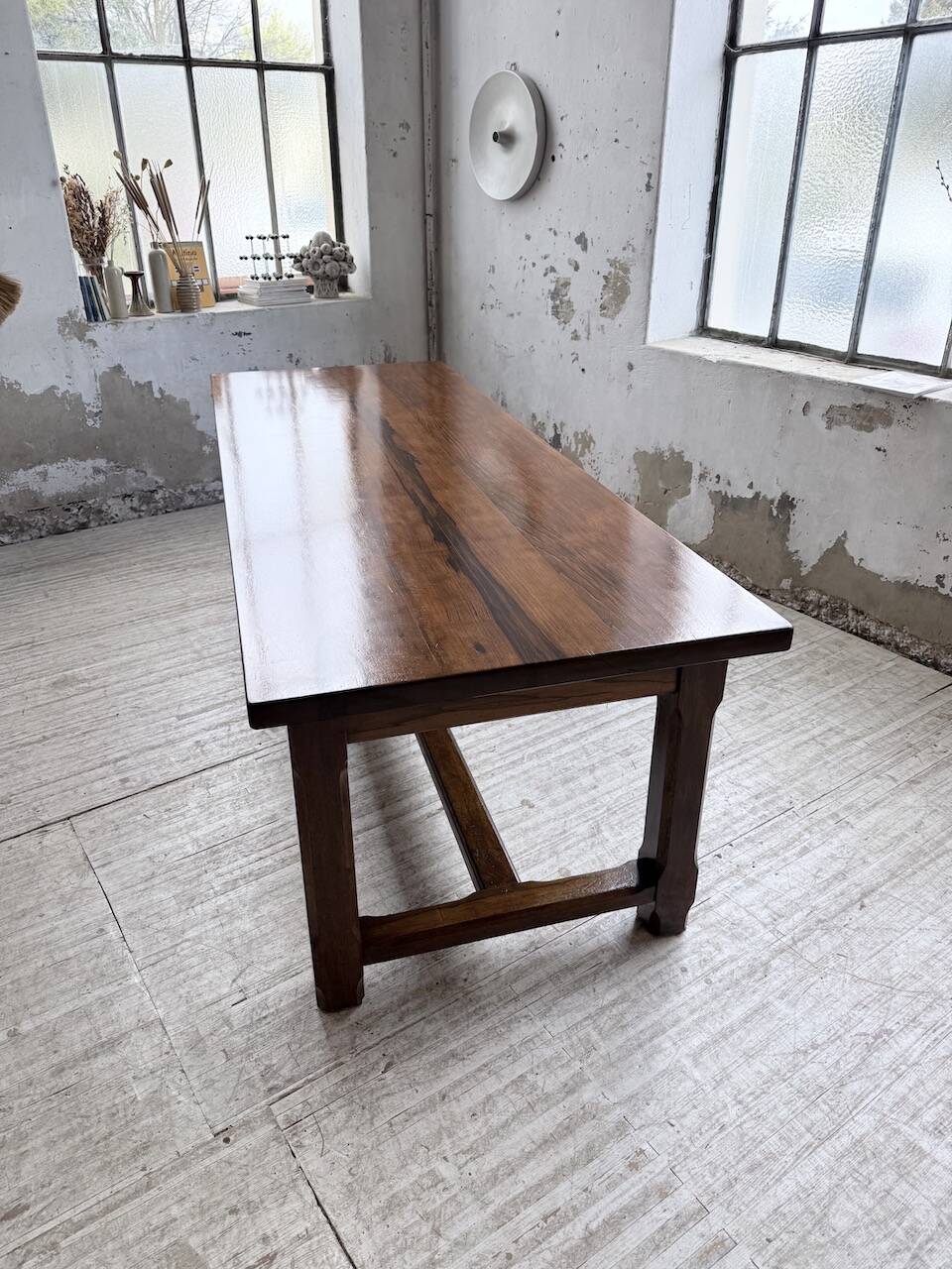 Table de ferme campagne noyer massif XL 250cm