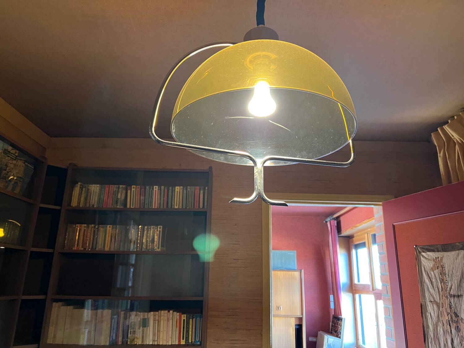 Vintage design suspension Space Age – smoked plexiglass & chrome – year