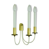 Mid century sconce wall lamp brass white metal vintage cinema light / 2 available