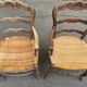 19th century Louis XV style office chair in solid wood and rattan