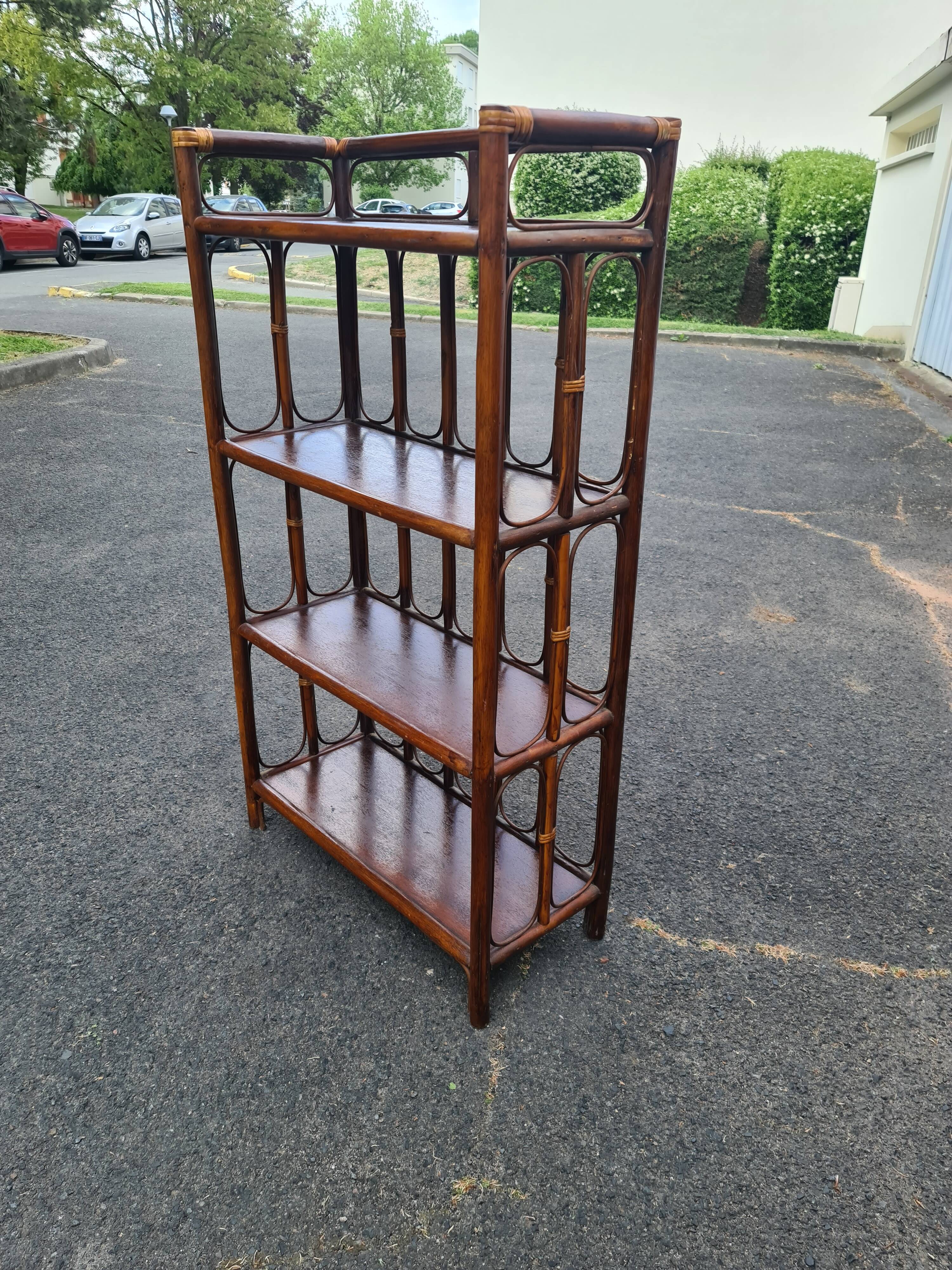 Vintage bamboo rattan shelf