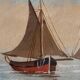 Tableau HSP "Marine aux voiliers" signée + cadre vers 1950