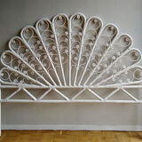 Peacock headboard white wicker