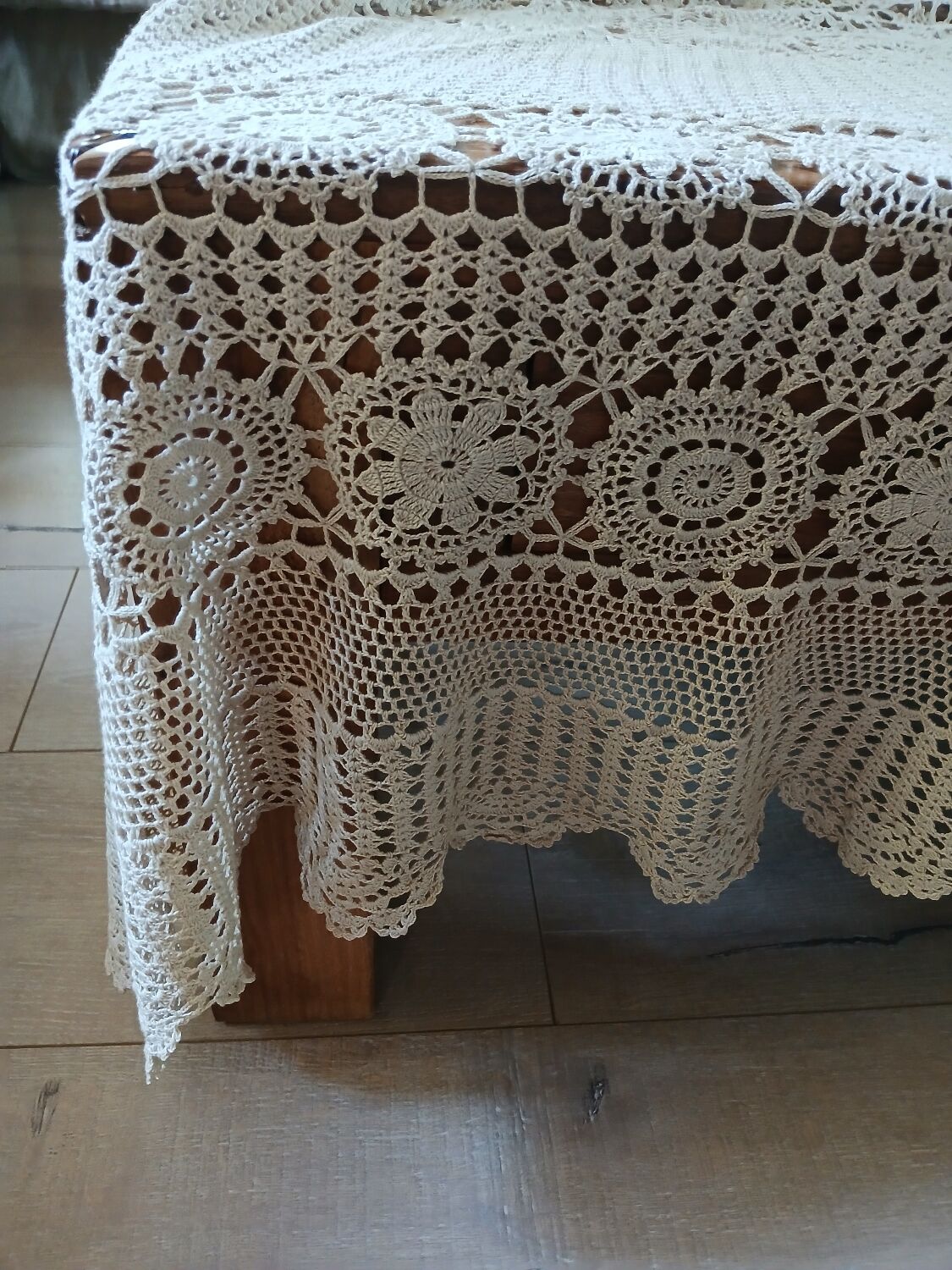 Antique handmade crochet tablecloth