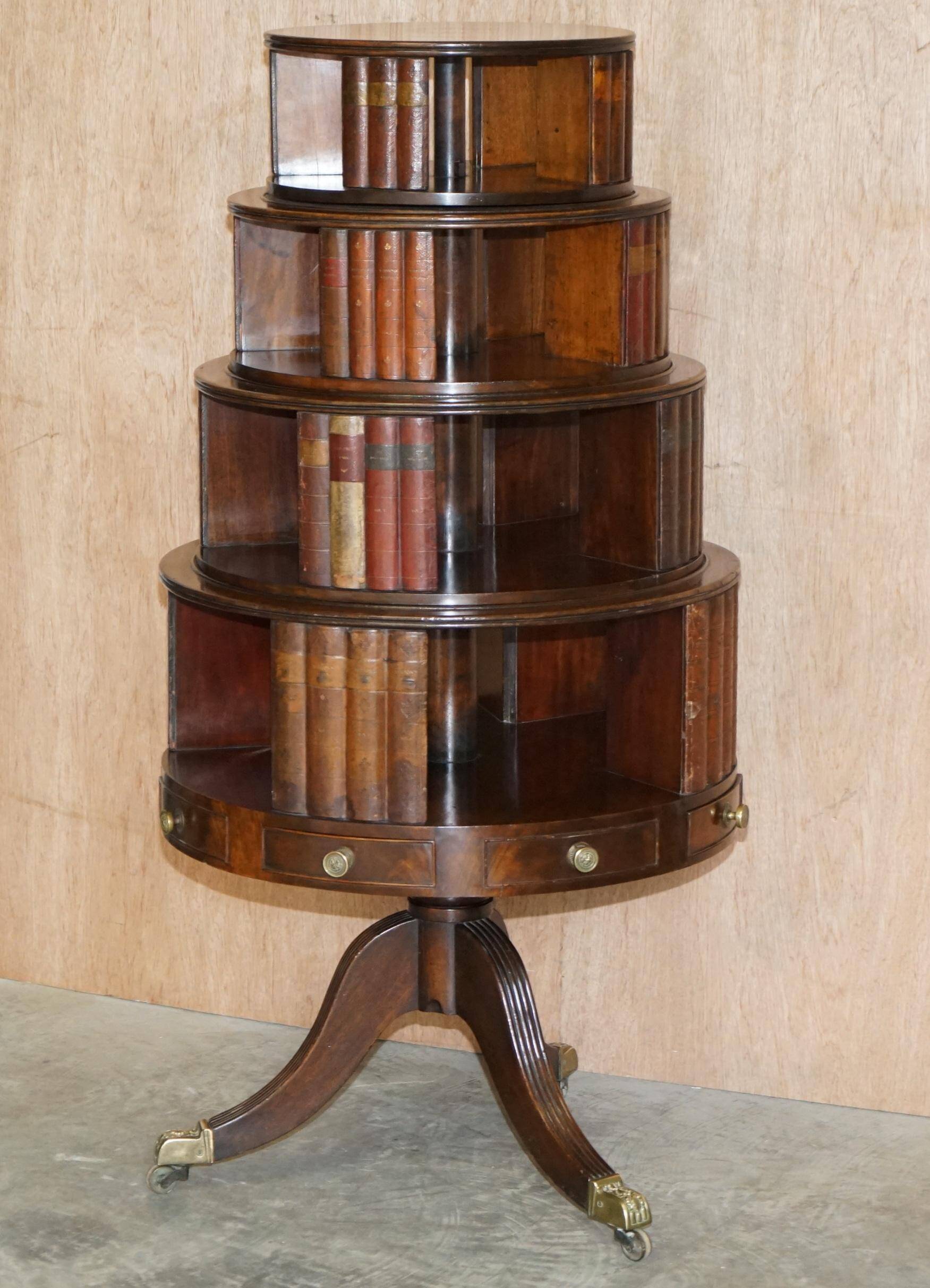 Restored hardwood revolving library circa 1810 Regency
