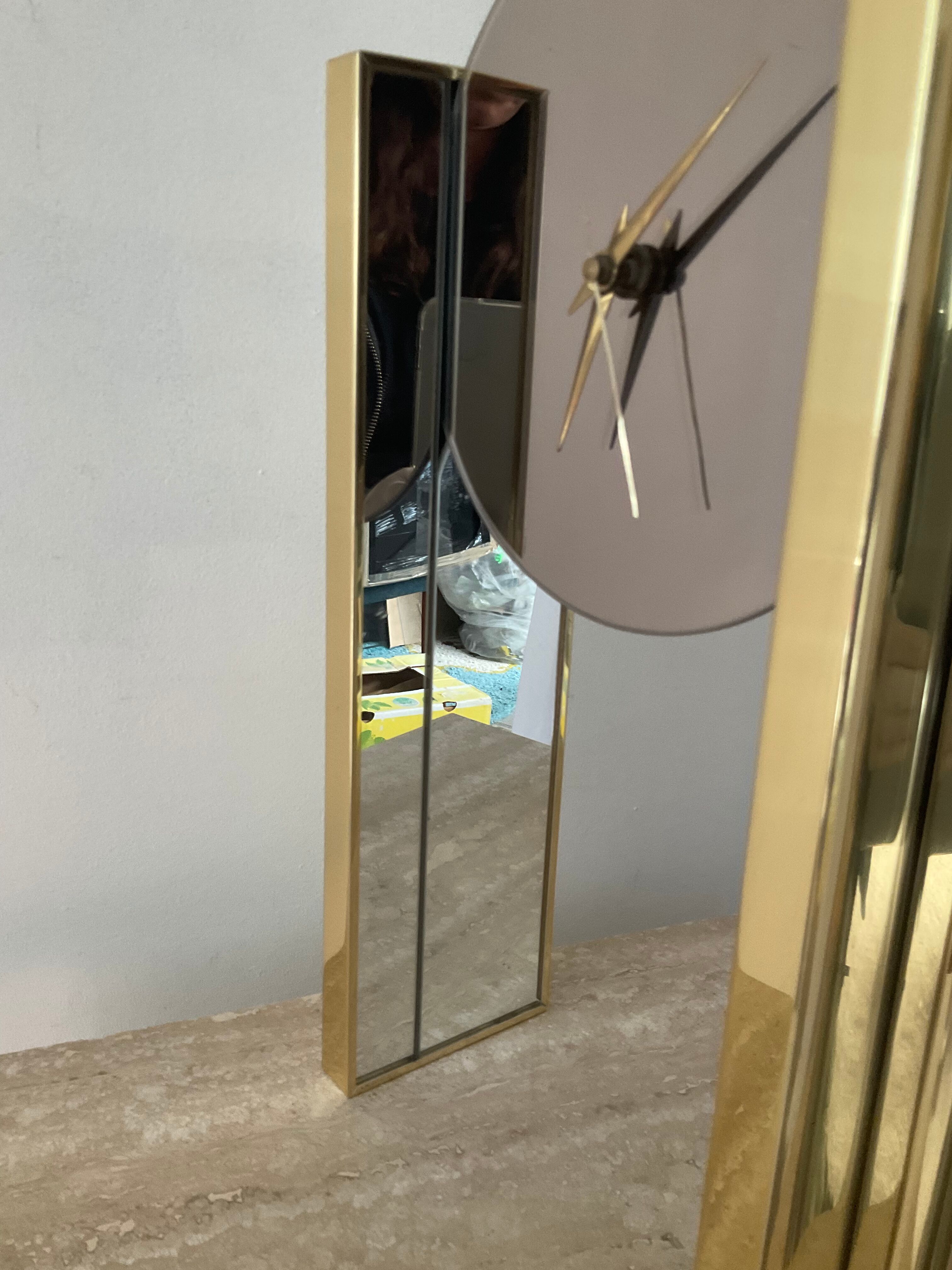 Hollywood Regency clock by Nufa Holland in brass 70s-80s