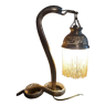 Lampe perlé orientaliste serpent en bronze d'époque 1900