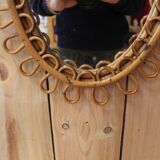 Vintage rattan mirror from Italy attributed to Franco Albini