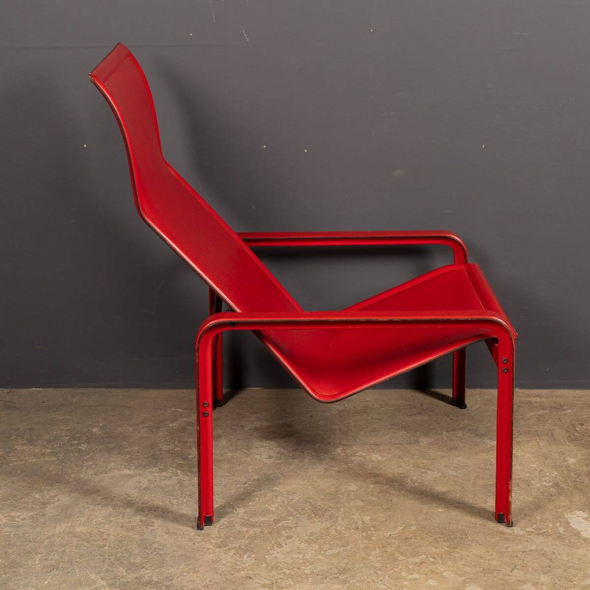 20thC Italian Red Leather Chair By Toussaint & Angeloni For Matteo Grassi