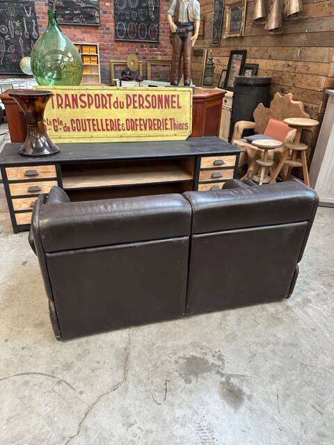 Ensemble de salon en cuir années 80