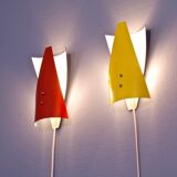 Ensemble de 2 appliques rouge et jaune années 60