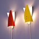 Set of 2 dutch wall lights in red and yellow, 1960s