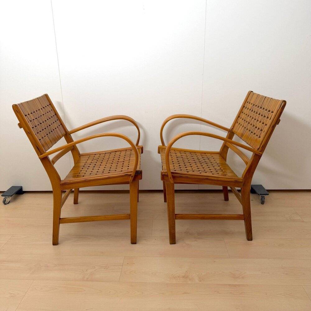 Gelenka Armchairs in Solid Beech Wood, Germany, 1950, Set of 2