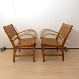 Gelenka Armchairs in Solid Beech Wood, Germany, 1950, Set of 2