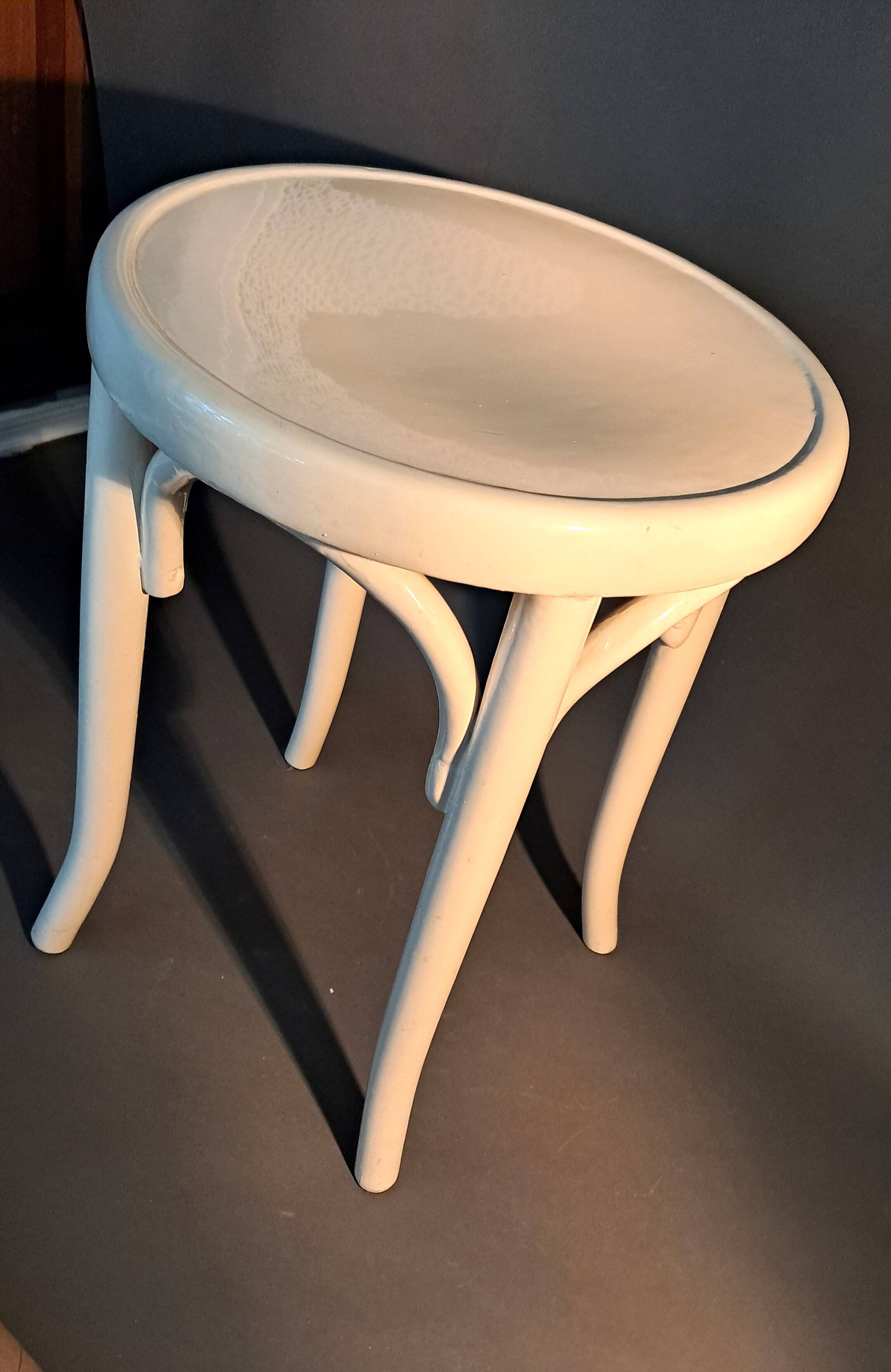 White lacquered beech stool 1950/1960.
