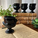 4 "hen" egg cups in black opaline