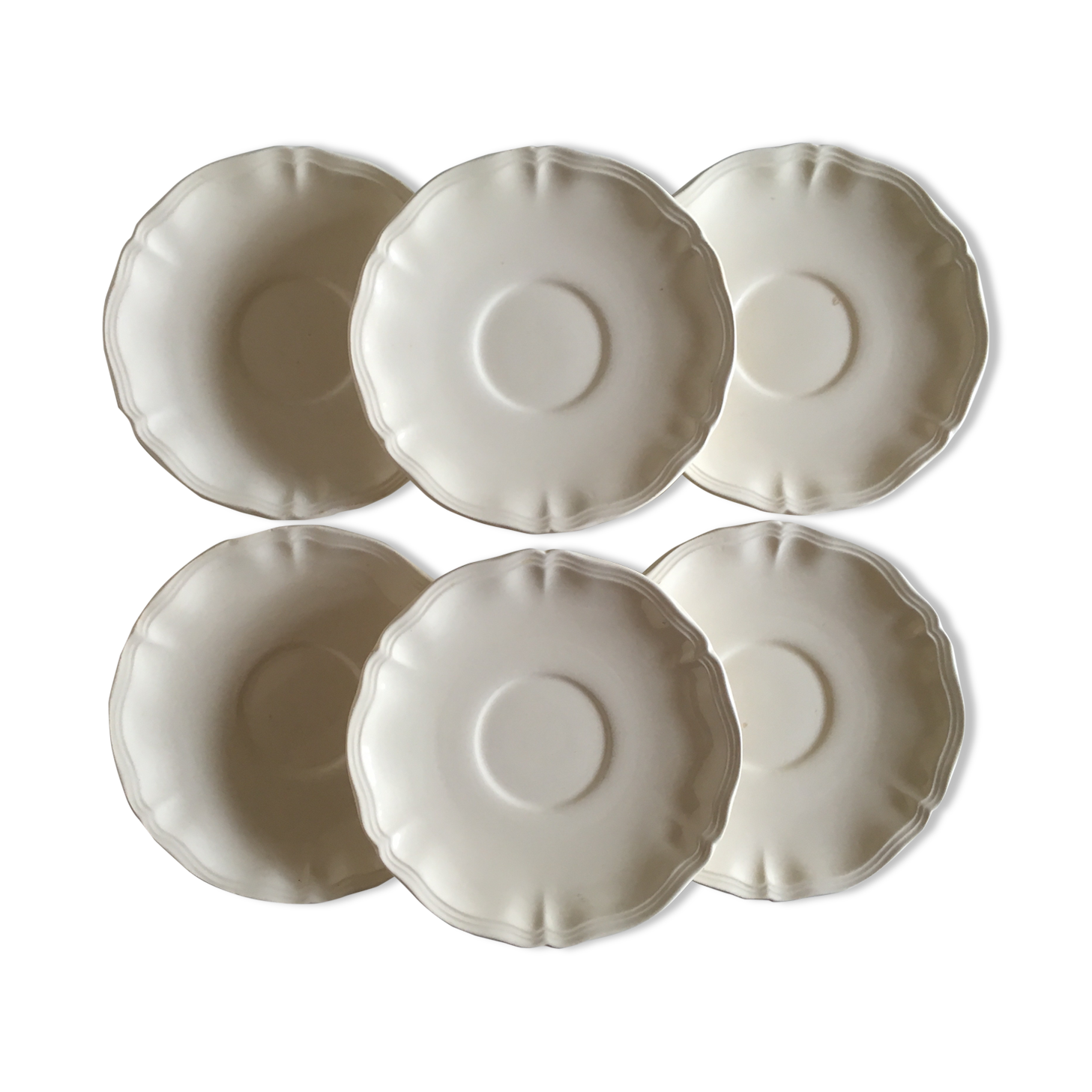Dessert plates 19cm faience Sarreguemines ivory with godrons