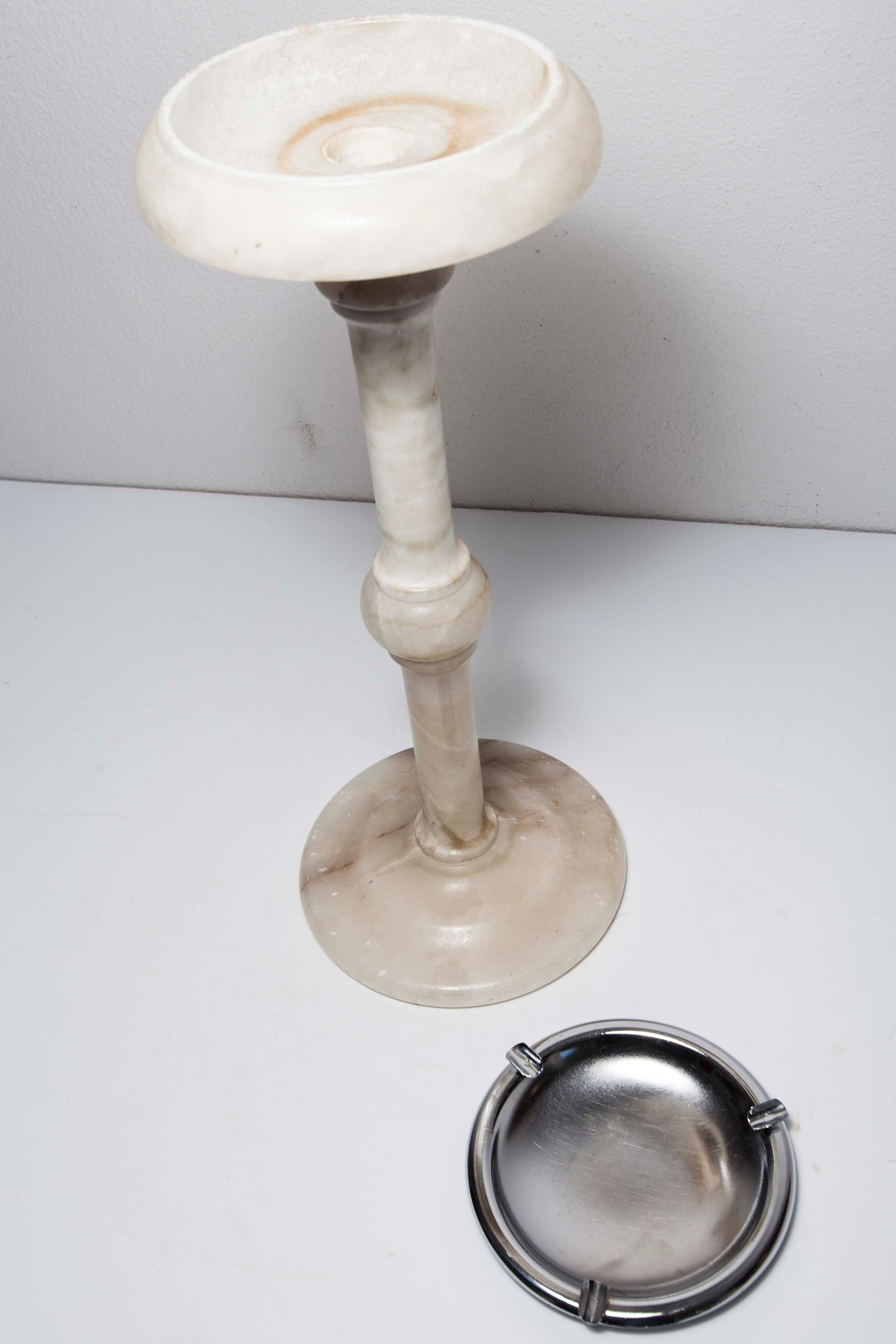 1930 white marble and chrome ashtray