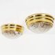 Pair of vintage brass ceiling lights with glass globe