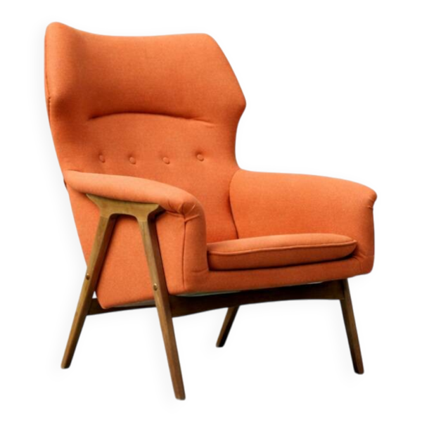 Fauteuil vintage Mid-Century Elm Wing Master par Thorbjörn Afdal pour Bruksbo