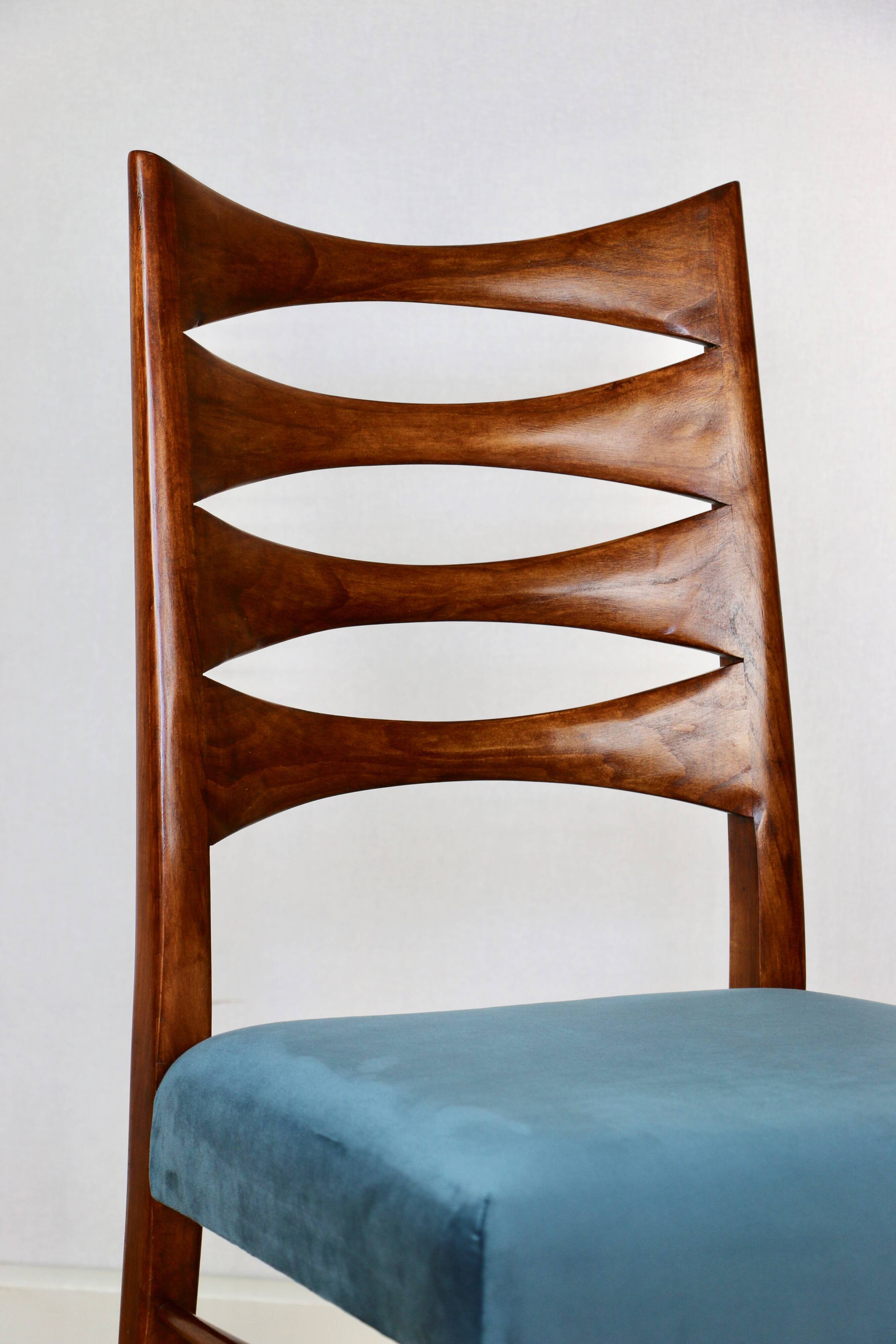 Danish vintage chairs blue turquoise vintage - set of 4 - great set