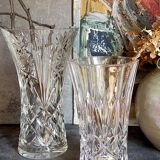Duo of vintage French crystal vases