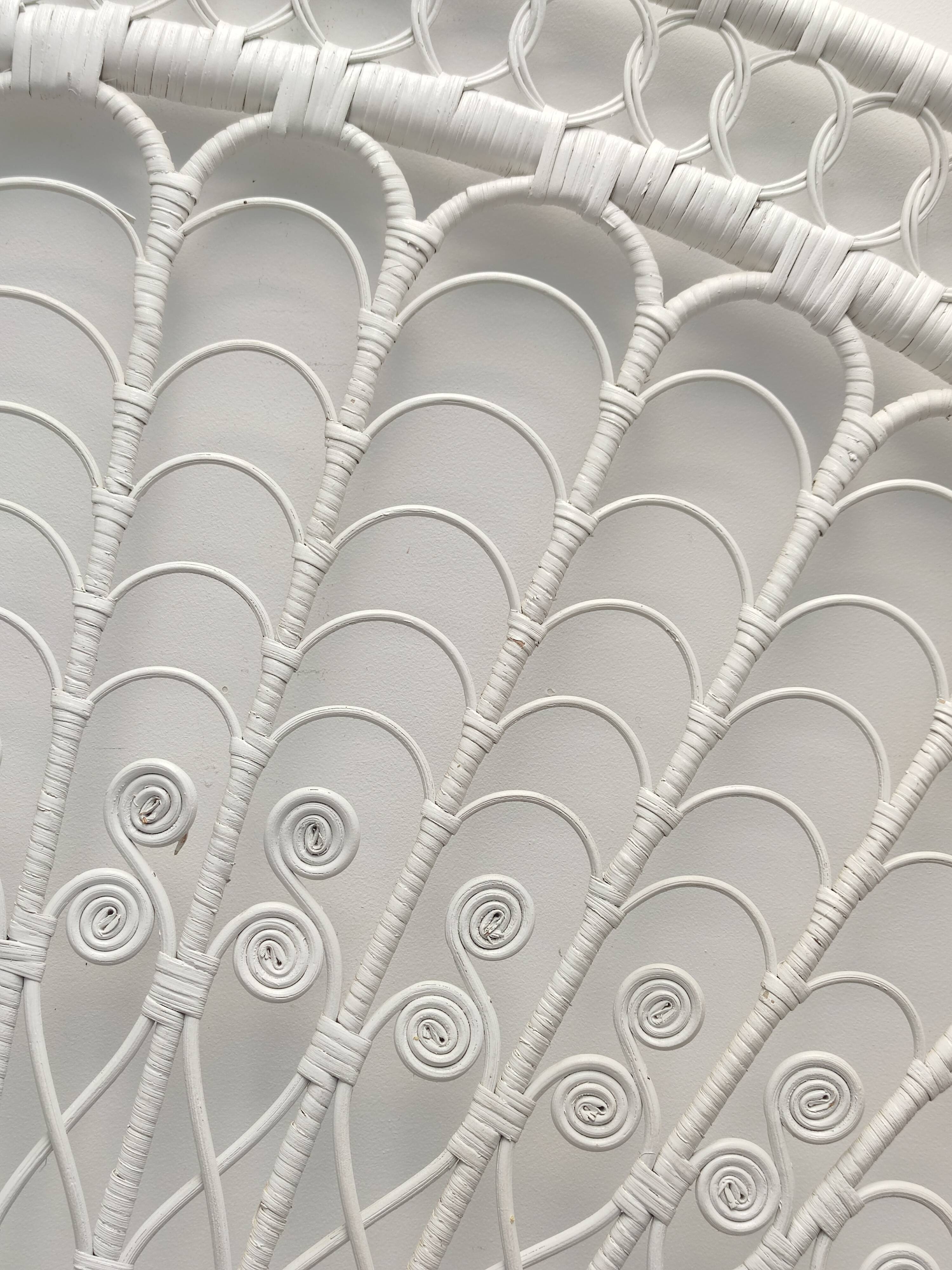 Headboard 2 places rattan peacock