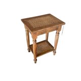 Vintage wooden and wicker side table