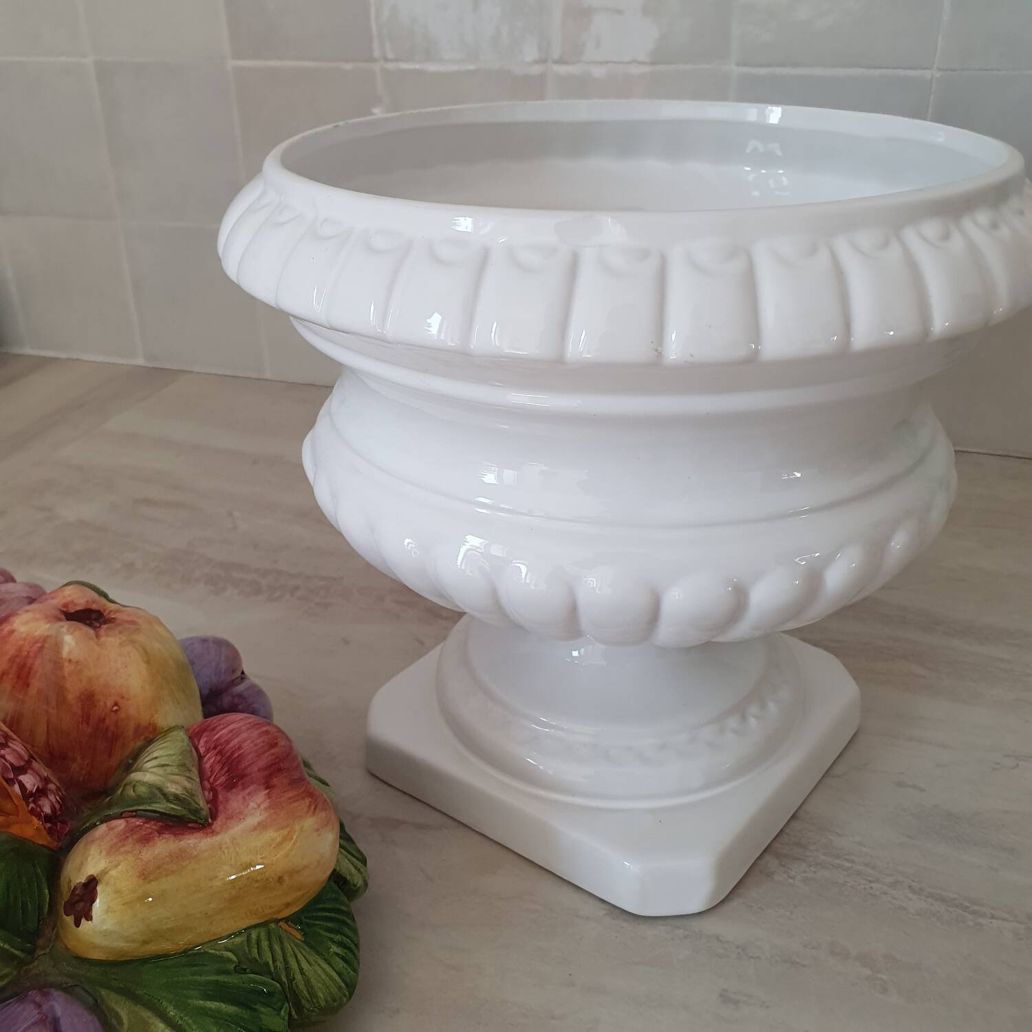 Medici vase and slipware fruit composition