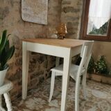 Small table, desk and its patinated chair