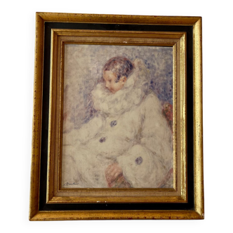 Tableau signé, huile, Colombine, Lucien Boulier, élève de Renoir