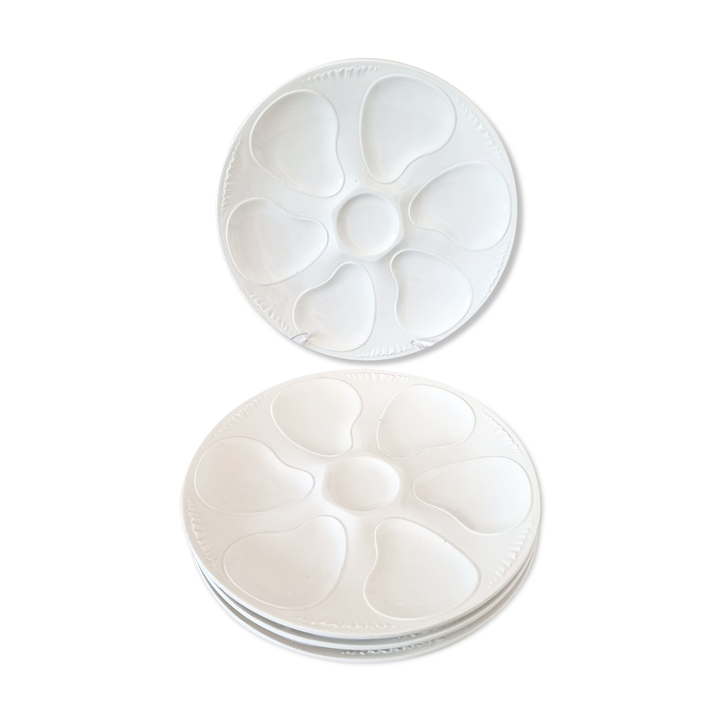 6 french porcelain oyster plates