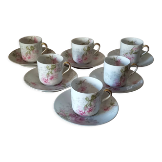 6 tasses porcelaine Théodore Haviland 1900-1920