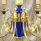Solid Bronze Lustre Directoire Style in Gold & Royal Blue with Six Candles