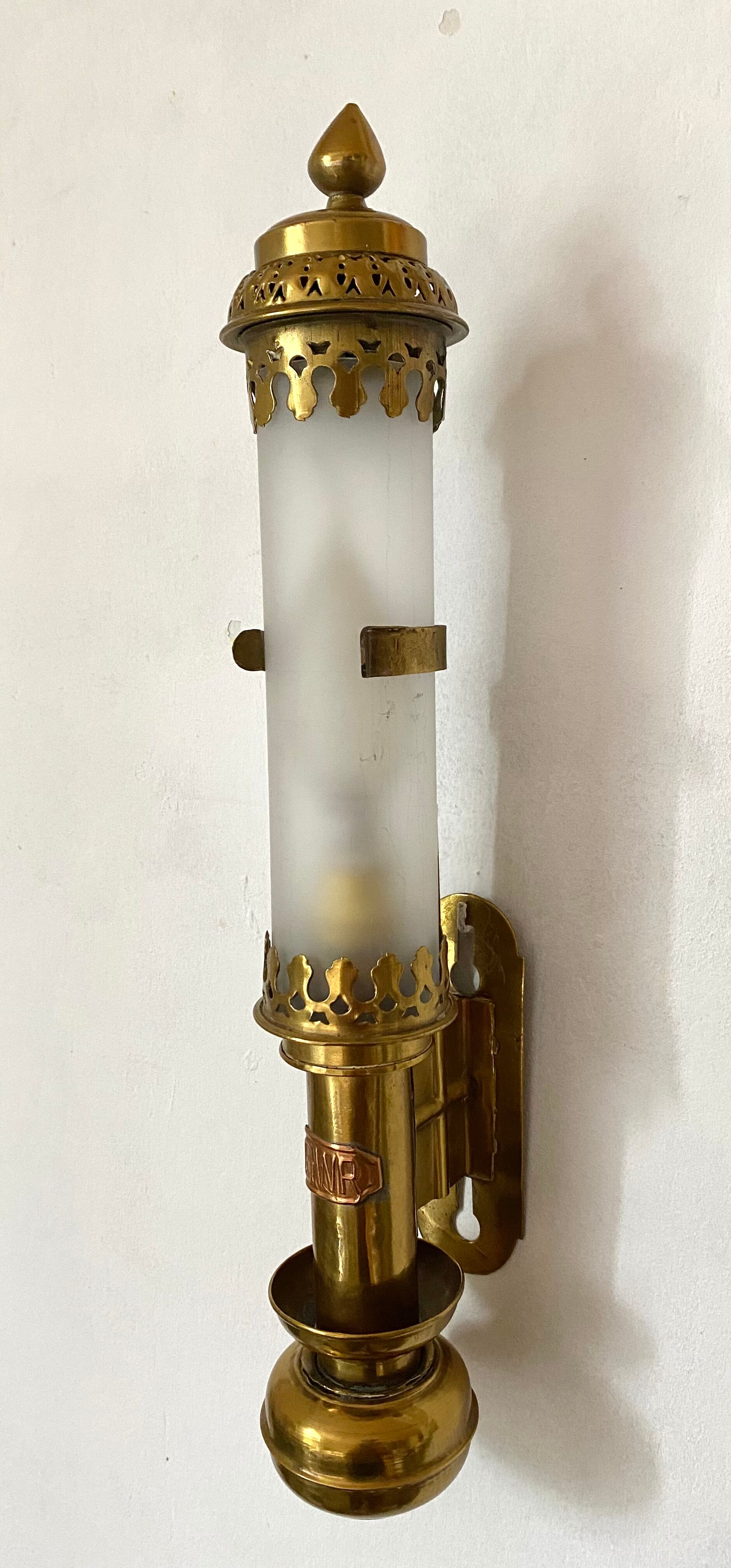 Antique brass train wall lamp