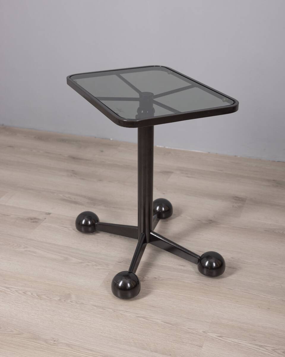Vintage 1970s side table trolley in black metal and glass by allegri parma