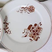 Set of 6 vintage Sarreguemines dinner plates, Danish pattern 210412